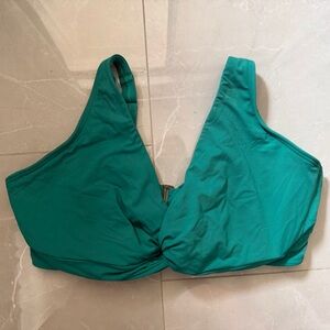 Lands' End Teal Underwire Twist Tie Black Bikini Top, size 16W DDD